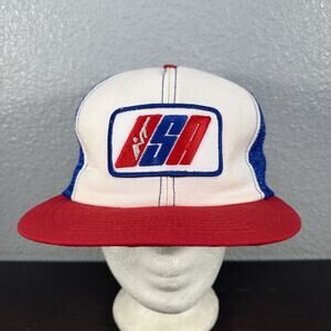 Vintage Olympic Shooting Team Hat Usa Made Tri Color Snapback Cap